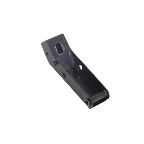Black plastic component on a white background