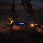 Close-up of the bright blue ambient deck side LED lighting on KuKirin G2 Master
