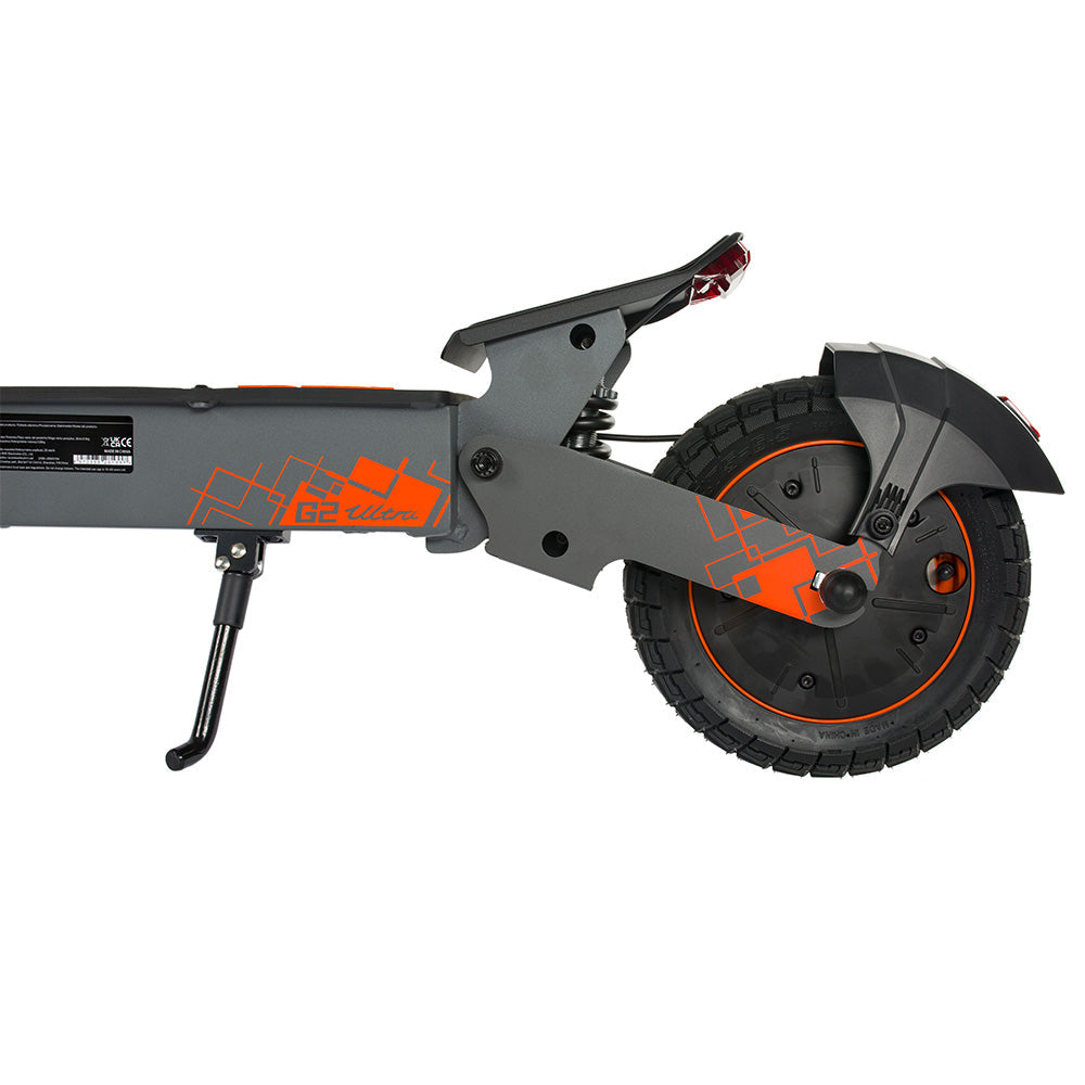 Sturdy heavy-duty aluminum parking kickstand deployed on the KuKirin G2 Ultra deck side.