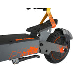 Rugged integrated rear footboard kickplate design on the back deck of a KuKirin G2 Ultra