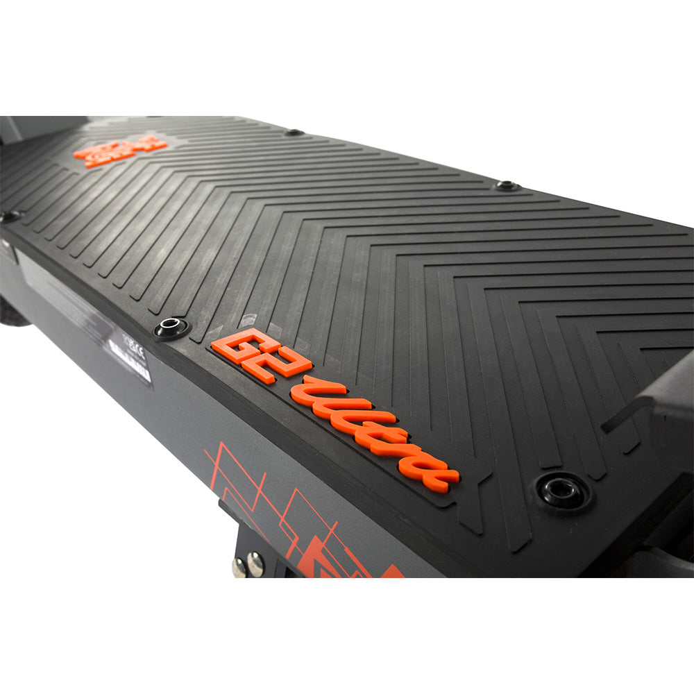 Wide anti-slip rubberized standing deck surface featuring the embossed G2 Ultra logo.